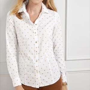 Talbots Womens Button Up Polka Dot Long Sleeve Shirt Blouse Sz 20W. 290